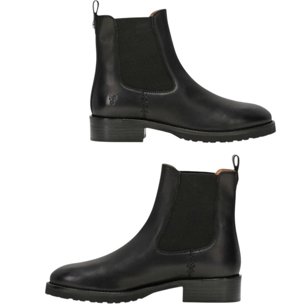 Frye Melissa Double Sole Chelsea Women's Boot Black Leather, Size 7 M